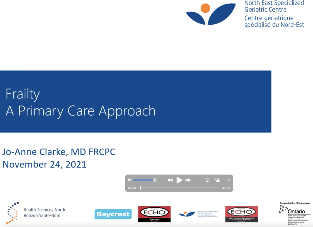 Cover page for a video about frailty